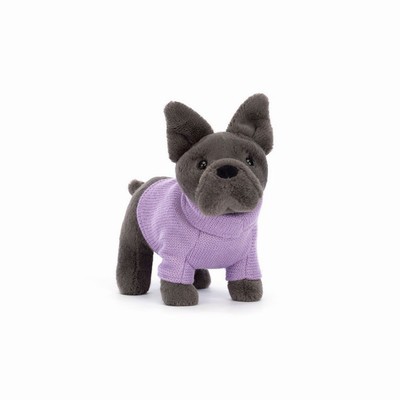 Jellycat Sweater French Bulldog Purple New Zealand | FRCLO4196